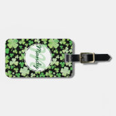 St Patricks Day Green Waterverf Shamrock Pattern Bagagelabel (Voorkant horizontaal)