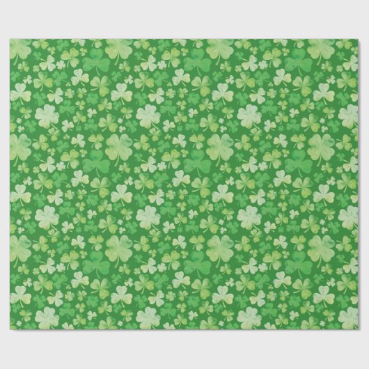 St Patricks Day Green Waterverf Shamrock Pattern Cadeaupapier (Vlak)