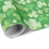 St Patricks Day Green Waterverf Shamrock Pattern Cadeaupapier (Rol Hoek)