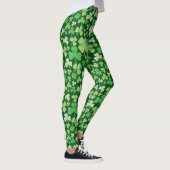 St Patricks Day Green Waterverf Shamrock Pattern Leggings (Rechts)