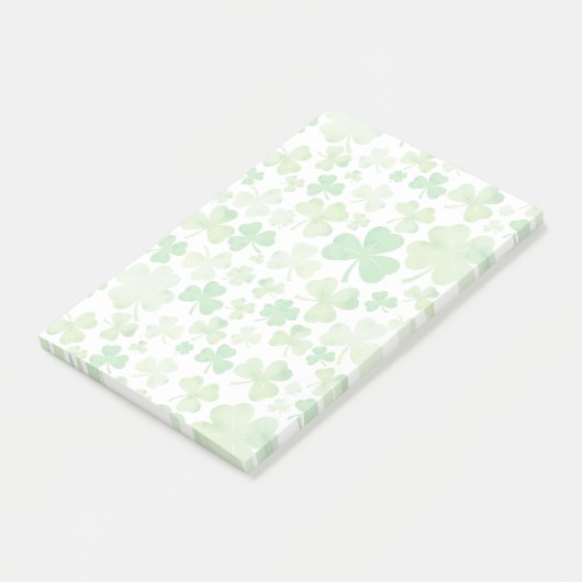 St Patricks Day Green Waterverf Shamrock Pattern Post-it® Notes (Schuin)