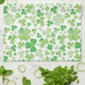 St Patricks Day Green Waterverf Shamrock Pattern Theedoek (Gevouwen)