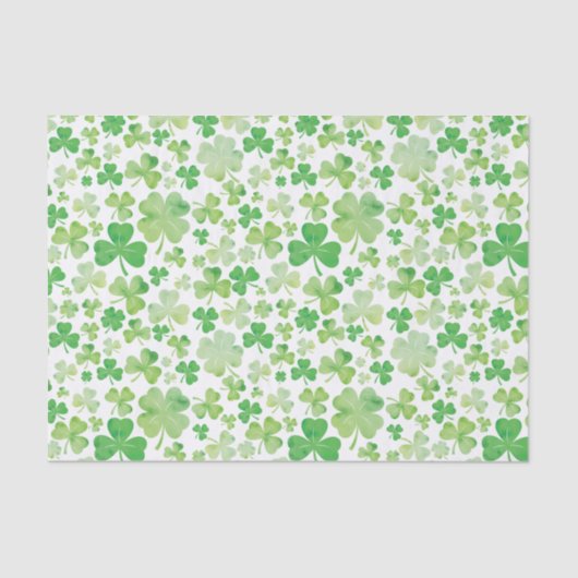 St Patricks Day Green Waterverf Shamrock Pattern Tissuepapier (Voorkant)