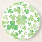 St Patricks Day Green Waterverf Shamrock Pattern Zandsteen Onderzetter (Voorkant)