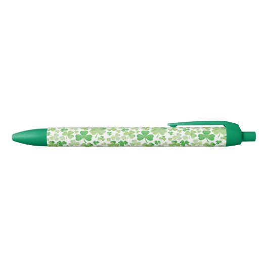 St Patricks Day Green Waterverf Shamrock Pattern Zwarte Inkt Pen (Bovenkant)