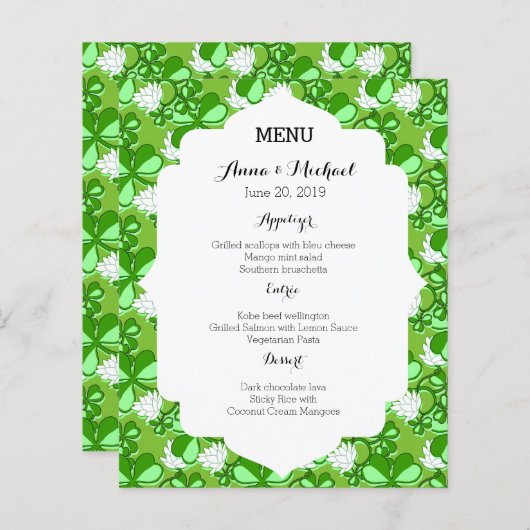 St. Patrick's Day Green Wedding Menu (Voorkant / Achterkant)