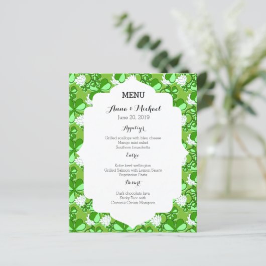 St. Patrick's Day Green Wedding Menu (Staand voorkant)