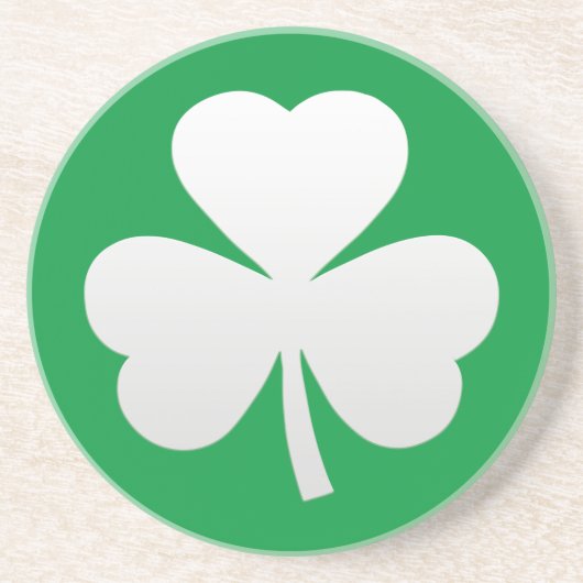 St. Patrick's Day Green White Shamrock Zandsteen Onderzetter (Voorkant)