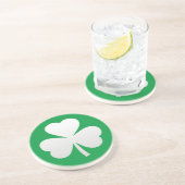 St. Patrick's Day Green White Shamrock Zandsteen Onderzetter (Zijkant)