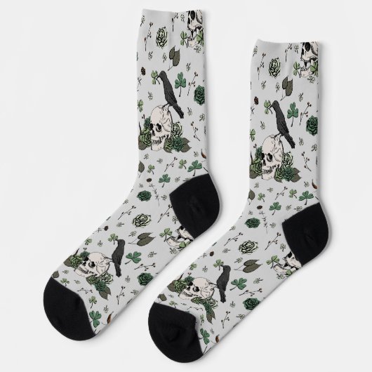 St Patrick's Day Grey & Green Skulls & Rozen Sokken (Links)