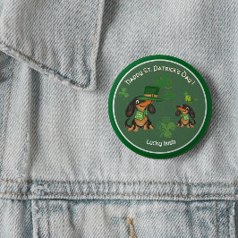 ST. Patrick's Day grillige schattige teckels Ronde Button 5,7 Cm