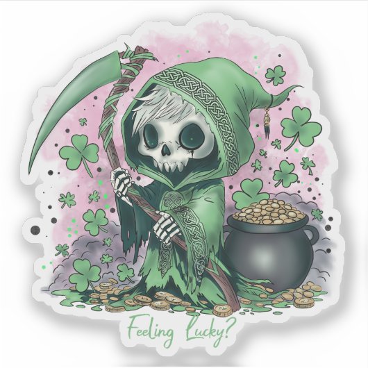 St. Patrick's Day Grim Reaper Sticker (Voorkant)