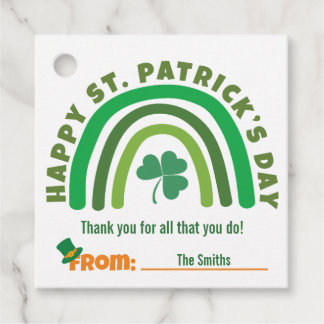 St. Patrick's Day - Groen Boho Regenboog Klaver Bedankjes Labels