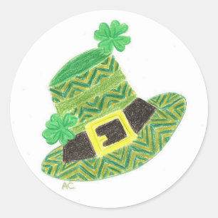 St-Patrick's Day groen chevron kabouter pet Ronde Sticker