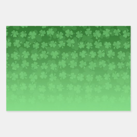 St. Patrick's Day groen shamrocks ombre patroon Inpakpapier Vel (Voorkant)