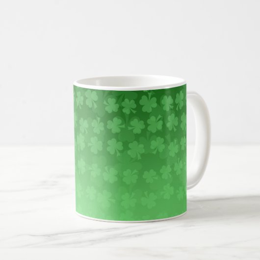 St. Patrick's Day groen shamrocks ombre patroon Koffiemok (Voorkant rechts)