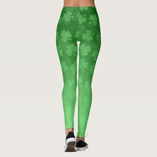 St. Patrick's Day groen shamrocks ombre patroon Leggings (Achterkant)