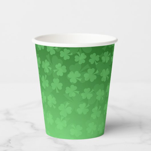 St. Patrick's Day groen shamrocks ombre patroon Papieren Bekers (Voorkant)