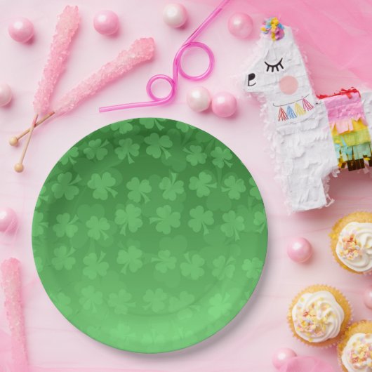 St. Patrick's Day groen shamrocks ombre patroon Papieren Bordje (Feest)