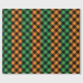 St. Patrick's Day Groen Sinaasappel Plaid Patroon Cadeaupapier (Vlak)
