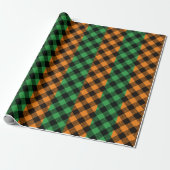 St. Patrick's Day Groen Sinaasappel Plaid Patroon Cadeaupapier (Uitgerold)
