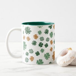 St. Patrick's Day Groen Sinaasappel Shamrock Creat Tweekleurige Koffiemok