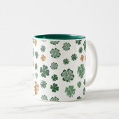 St. Patrick's Day Groen Sinaasappel Shamrock Creat Tweekleurige Koffiemok (Voorkant rechts)