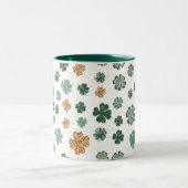 St. Patrick's Day Groen Sinaasappel Shamrock Creat Tweekleurige Koffiemok (Center)