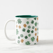 St. Patrick's Day Groen Sinaasappel Shamrock Creat Tweekleurige Koffiemok (Links)