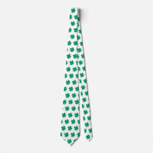 St. Patrick's Day Groen Witte Shamrock Cadeau Favo Stropdas (Voorkant)