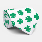 St. Patrick's Day Groen Witte Shamrock Cadeau Favo Stropdas (Opgerold)