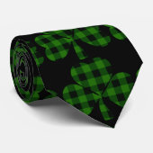 St. Patrick's Day groen zwart geruitvsamrocks Stropdas (Opgerold)