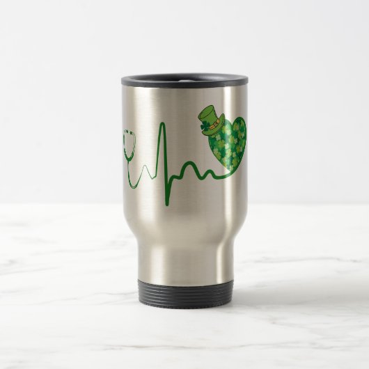 St. Patrick's Day Groene 15oz Stethoscoop Reisbeker (Center)