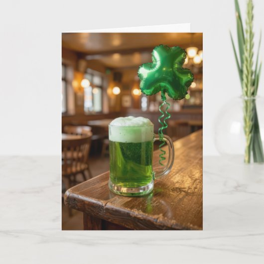 St. Patrick's Day Groene Bier en Ballon Kaart (Voorkant)