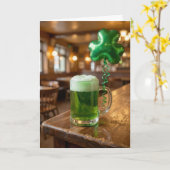 St. Patrick's Day Groene Bier en Ballon Kaart (Gele Bloem)