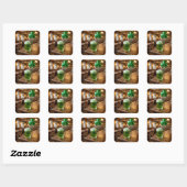 St. Patrick's Day Groene Bier en Ballon Vierkante Sticker (Vel)