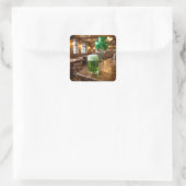 St. Patrick's Day Groene Bier en Ballon Vierkante Sticker (Tas)