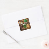 St. Patrick's Day Groene Bier en Ballon Vierkante Sticker (Envelop)