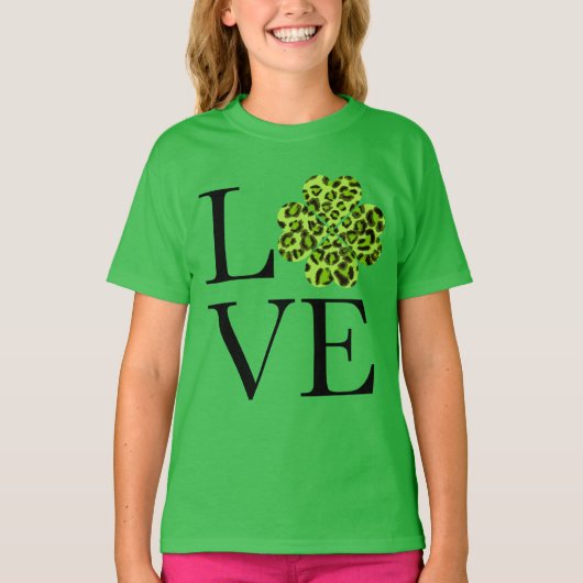 St. Patrick's day | Groene cheetah shamrock T-shirt (Voorkant)