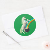 St. Patrick's Day Groene Eenhoorn Regenboog Ronde Sticker (Envelop)