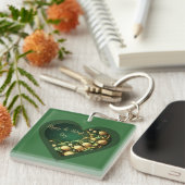 St. Patrick's Day groene en gouden munten Sleutelhanger (Voorkant Rechts)