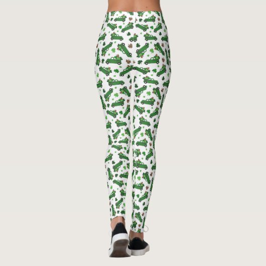 St Patricks Day Groene Geruite Truck Klaverblad  Leggings (Achterkant)