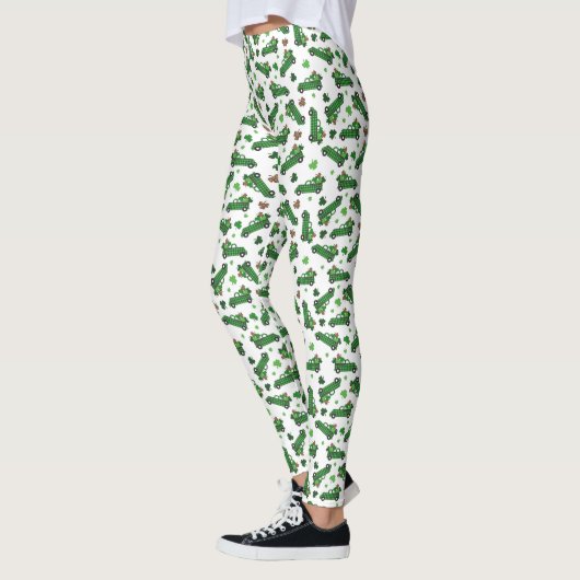 St Patricks Day Groene Geruite Truck Klaverblad Leggings (Links)