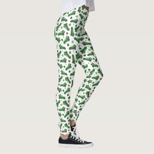 St Patricks Day Groene Geruite Truck Klaverblad  Leggings (Rechts)