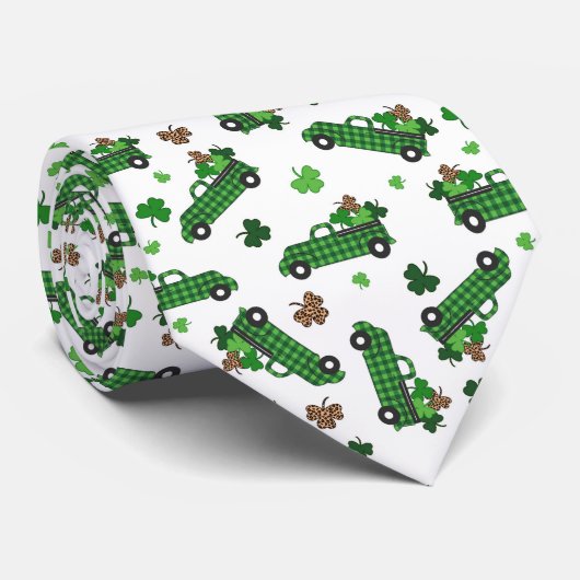St. Patrick's Day groene geruite vrachtwagen klave Stropdas (Opgerold)