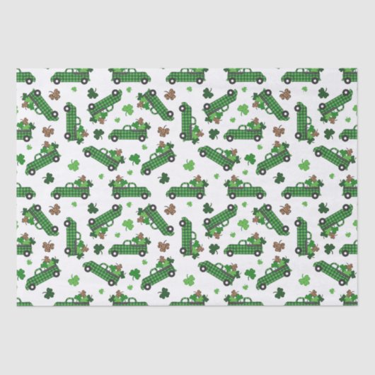 St. Patrick's Day Groene Geruite Vrachtwagen Klave Tissuepapier (Voorkant)