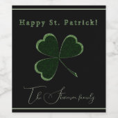 St. Patrick's Day, groene glitterklaver Wijn Etiket (Enkel label)