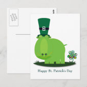 St. Patrick's Day: Groene HIPPO Briefkaart (Voorkant / Achterkant)