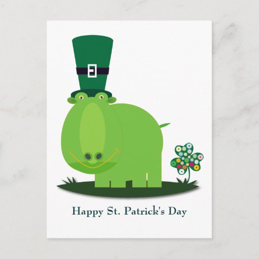 St. Patrick's Day: Groene HIPPO Briefkaart (Voorkant)