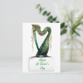 St Patrick's Day Groene Ierse Harp Feestdagenkaart (Staand voorkant)